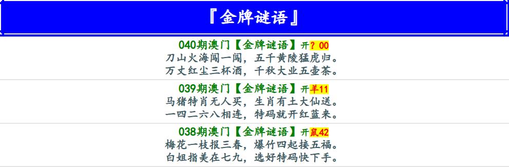 040期金牌谜语[图]