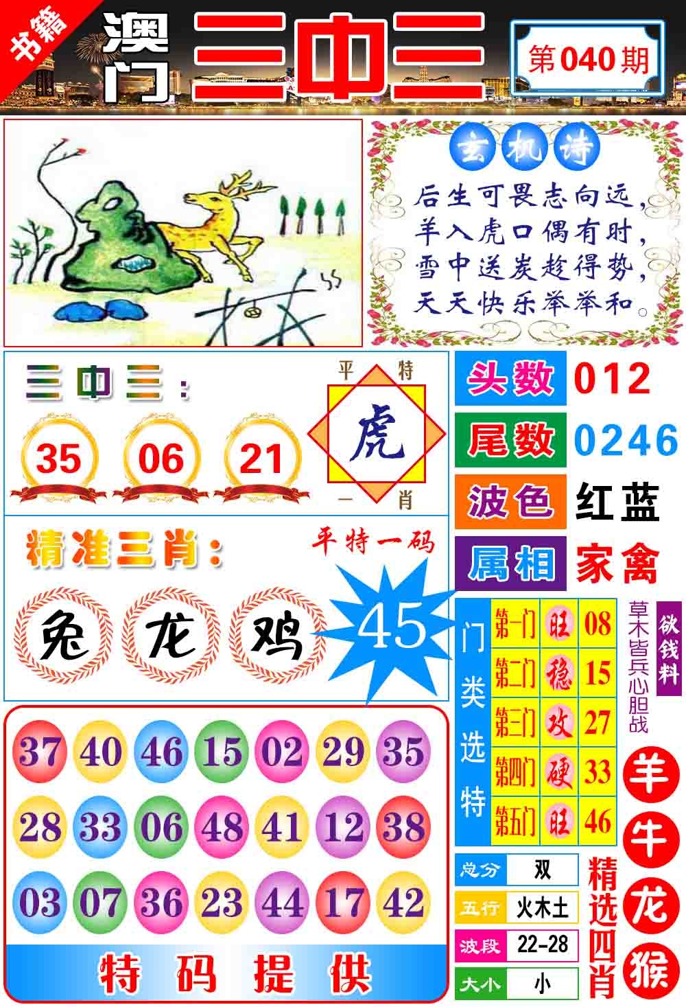040期澳门宝典三中三[图]