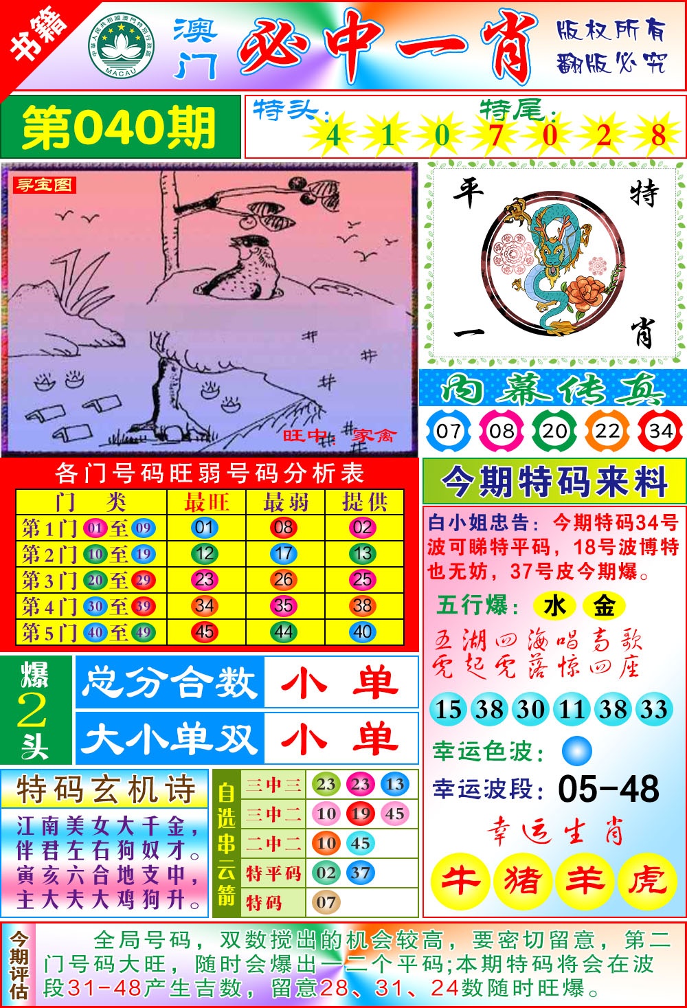 040期澳门玄机一特[图]