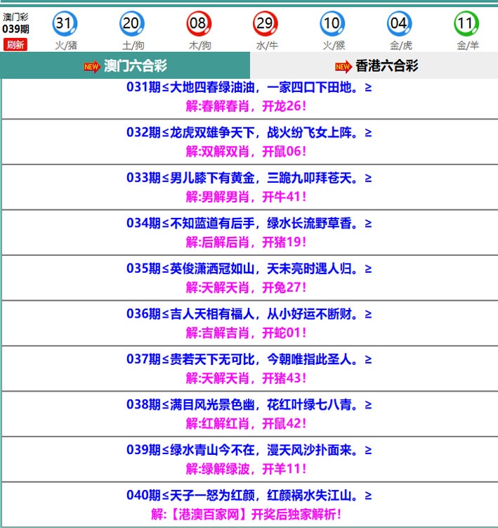 040期百家网玄机[图]